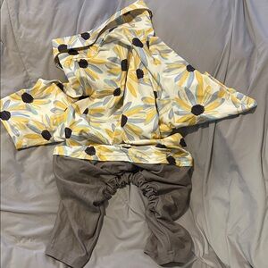 Sunflower Dog Outfit with Gray Pants